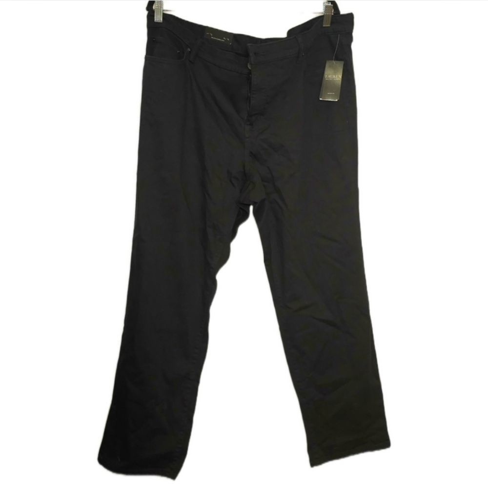 Ralph Lauren Mid-Rise Straight-Leg Pants size 20W in black